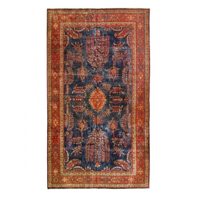 2020s Navy Blue Fine Hand Knotted Sarouk Mohajran Design 10' X 17' For Sale - Image 13 of 13