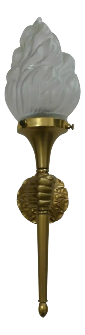 C1930's French Art Deco Gilt Bronze Hand Holding Torch Wall Sconce Attributed to Maison Jansen
