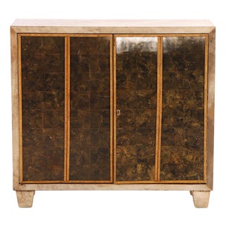 Parchment and Mica Cabinet in the Manner of Jean-Michel Frank. For Sale