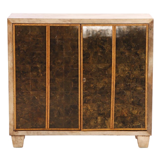 Parchment and Mica Cabinet in the Manner of Jean-Michel Frank. For Sale