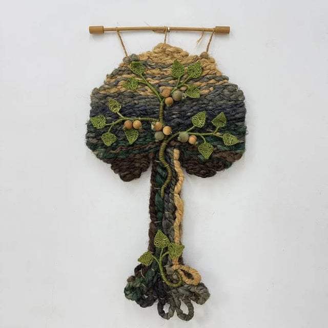 Mid-Century Modern Vintage Tree Wall Tapestry, 1970s For Sale - Image 3 of 18