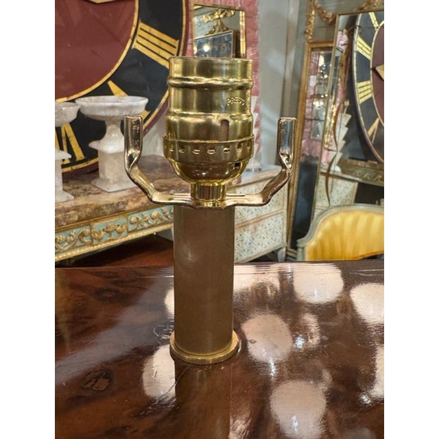 Pair of Modern Burlwood and Brass Lamps For Sale - Image 4 of 5