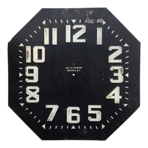 Circa 1940s Black and White Embossed Metal Clock Face