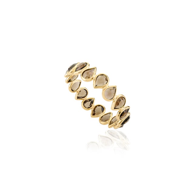 Not Yet Made - Made To Order 18k Yellow Gold Smoky Topaz Eternity Band Ring Size 6.5 For Sale - Image 5 of 10