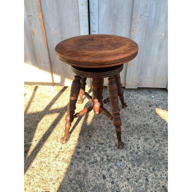 Victorian 19th Century Antique Claw and Ball Foot Piano Stool For Sale - Image 3 of 10