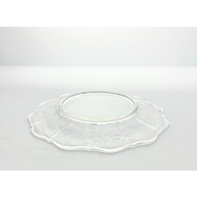 Transparent 1940s Cambridge Glass “Chantilly” Set of 12 Glass Etched Salad or Luncheon Plates For Sale - Image 8 of 8