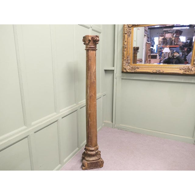Wood French Carved Gilt Corinthian Column For Sale - Image 7 of 10