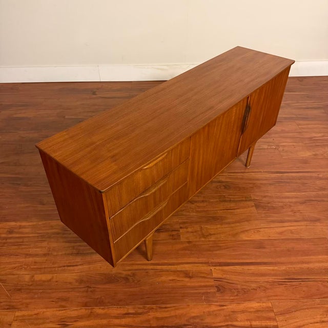 Mid 20th Century Mid-Century Vintage Compact Teak Sculpted Pulls Sideboard For Sale - Image 5 of 12
