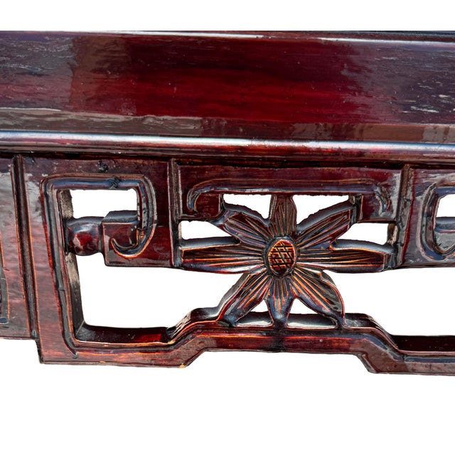 Paint Pair of Vintage Chinese Chinoiserie Scholar Armchairs in Oxblood Lacquer For Sale - Image 7 of 7