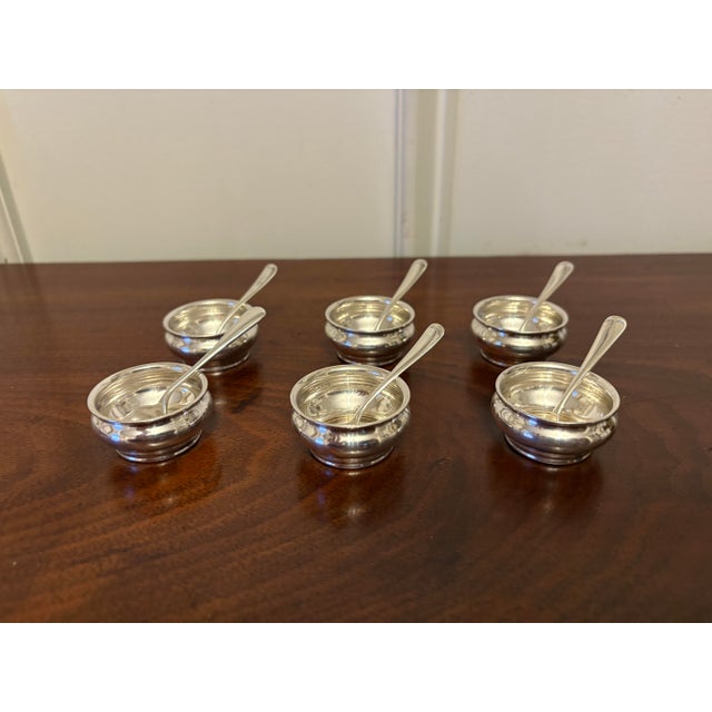 Set of Six Sterling Silver Salt Cellars with Spoons by Gorham, 20th Century