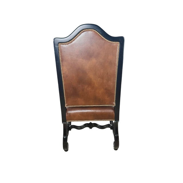 Ferguson Copeland European Country Carved Wood & Leather Crest Armchair For Sale - Image 11 of 17