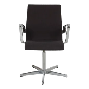 Grey Fabric and Chrome Frame Oxford Armchair by Arne Jacobsen