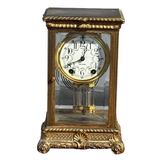Victorian Brass Four Glass Clock from Seth Thomas For Sale