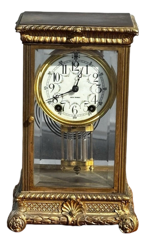 Victorian Brass Four Glass Clock from Seth Thomas