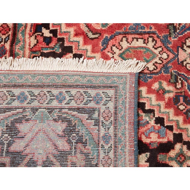 Ruby Red Vintage Persian Mahal Wool Rug For Sale - Image 8 of 13