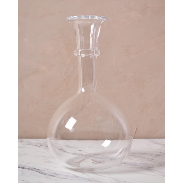 Modern Handblown Round Bottom Glass Decanter by Pienza in Clear Glass For Sale - Image 3 of 9