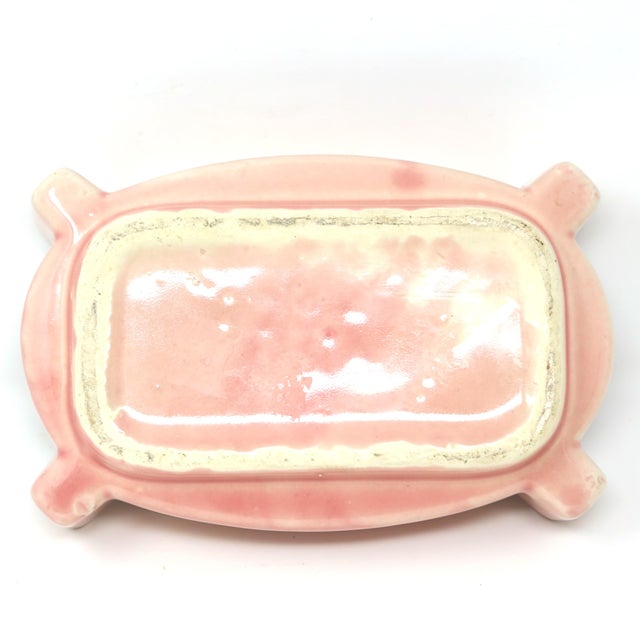 Mid-Century Ceramic Planter / Ikebana Bowl in Blush Pink For Sale In Tampa - Image 6 of 7