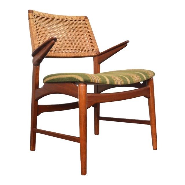 E Knudsen Model 48 Armchair in Teak + Cane For Sale