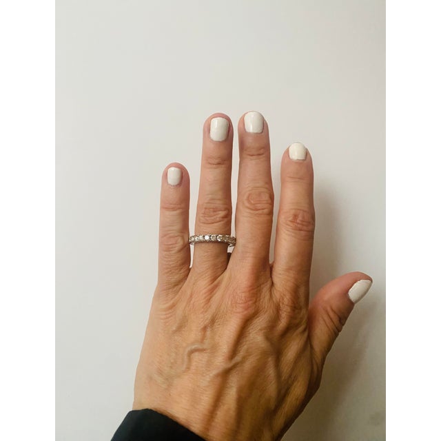 Silver Eternity Band Faux Diamond 18Kt White Gold-Filled Setting For Sale - Image 8 of 13