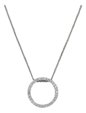 0.47ctw Diamond Eternity Circle Pendant Necklace 14k Gold 16.25" Cable Chain