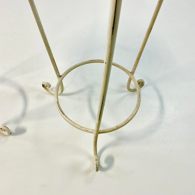 1950s Vintage French Style Boho Chic Scalloped Tole Rose Plant Stands - Set of 2 For Sale - Image 10 of 18