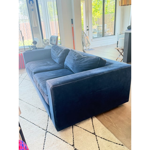 Navy Blue Velvet Maxwell Rh Sofa For Sale In Houston - Image 6 of 7