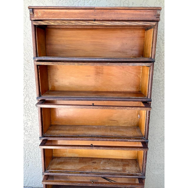 Early 20th Century Antique Tiger Oak Globe Wernicke Co. 7 Piece Sectional Bookcase Standard C 9 1/2 Unit For Sale - Image 5 of 12