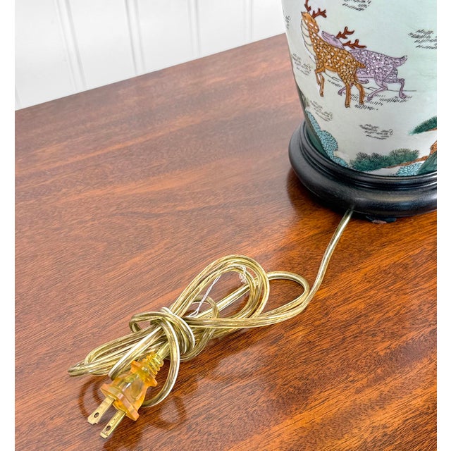 Vintage Chinese Chinoiserie Deer Motif Porcelain Table Lamp For Sale - Image 9 of 9