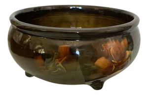 Vintage McCoy Mid-Century Chocolate Brown and Bronze Glaze Footed Bowl