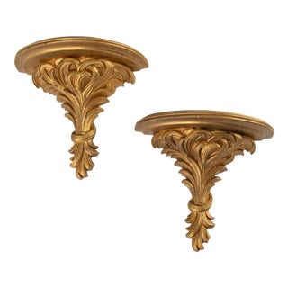 Vintage Gilded Wall Shelves - a Pair For Sale