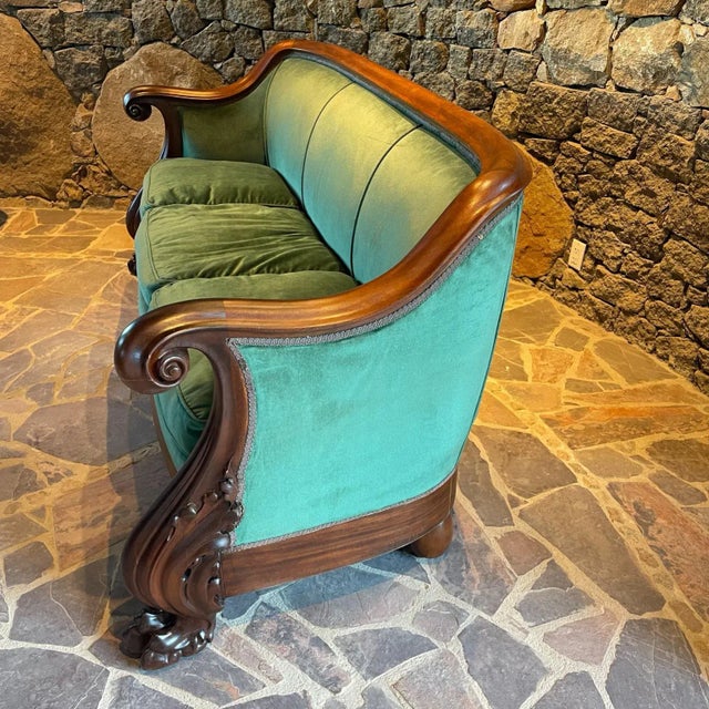19th Century Antique Empire Sofa Hand Carved Mahogany For Sale - Image 12 of 13