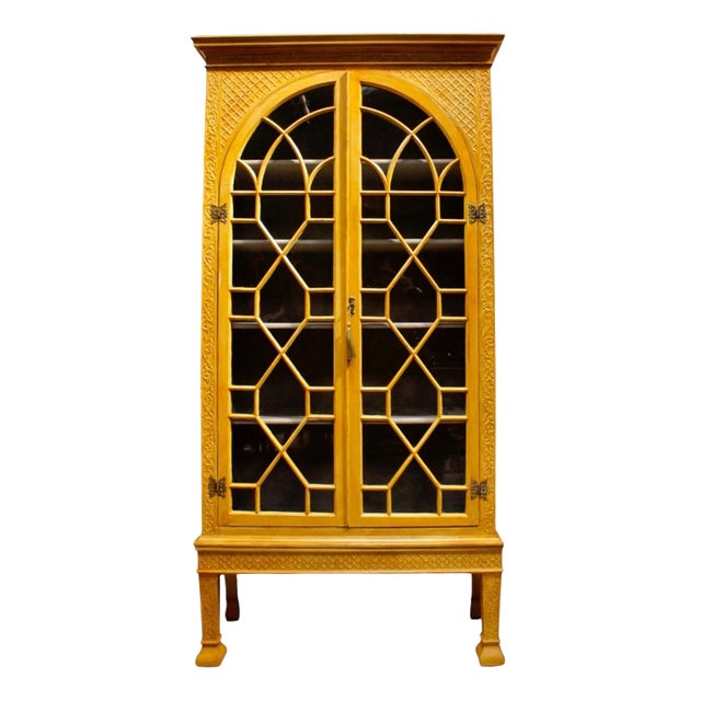 Antique Regency Ochre Astral Glazed Display Cabinet, 1820 For Sale