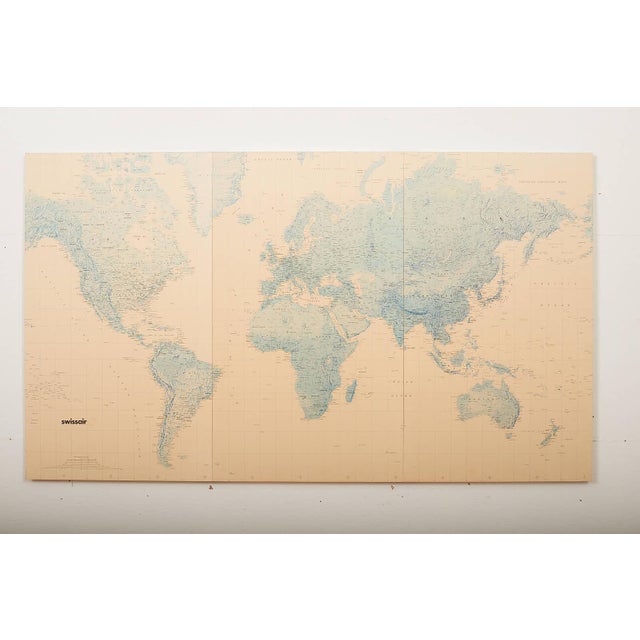 Swissair World Map on Wooden Boards with Metal Connectors For Sale - Image 5 of 13