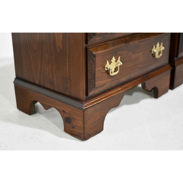 Vintage Chippendale Style Three-Drawer Nightstands With Brass Batwing Pulls - A Pair For Sale - Image 10 of 12