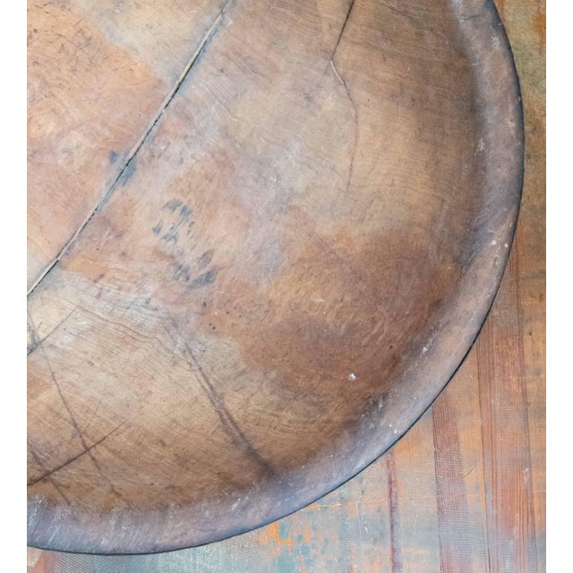 19th or 20th Century Large 30" Primitive Elm Carved Dough Bowl For Sale - Image 9 of 18