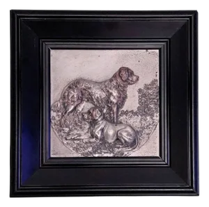 Two Saint Bernards Bernhadiner Dogs Relief by Oscar Pflug, 1898