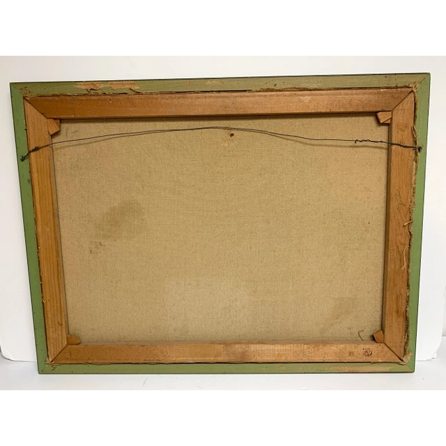 Midcentury Mixed-Media Cubist Still Life Oil on Canvas For Sale - Image 9 of 10