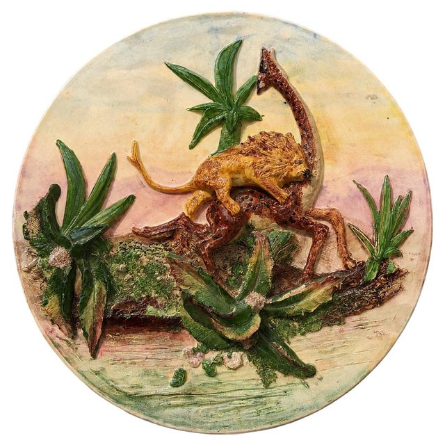 Ceramic Large Ceramic Wall Platter with Relief Decoration, 1950s For Sale - Image 7 of 7