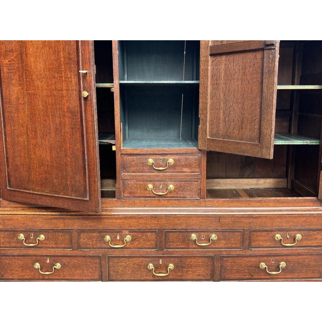 Brown 18th Century George Iii Period Oak Housekeepers Cupboard, 1790 For Sale - Image 8 of 13