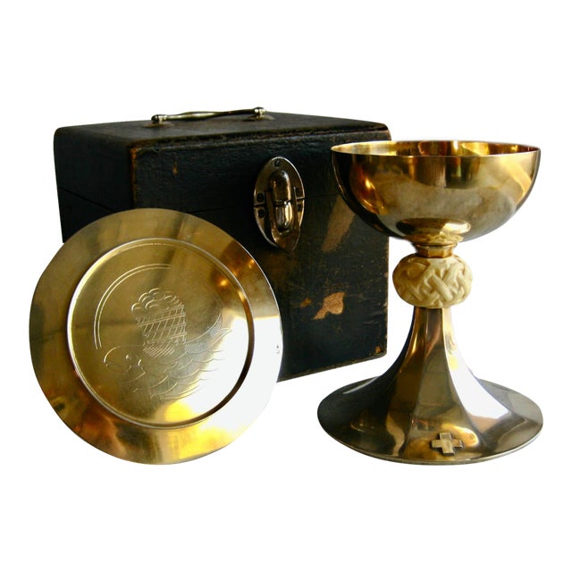 French Silver-Gilt Mid 20th Century Chalice in Box For Sale