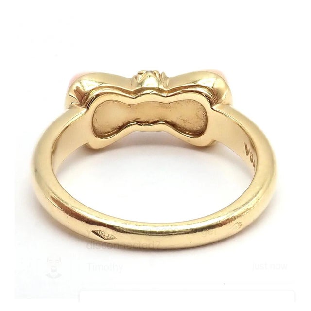 Van Cleef & Arpels Coral Diamond 18k Yellow Gold Bow Design Ring For Sale - Image 14 of 18