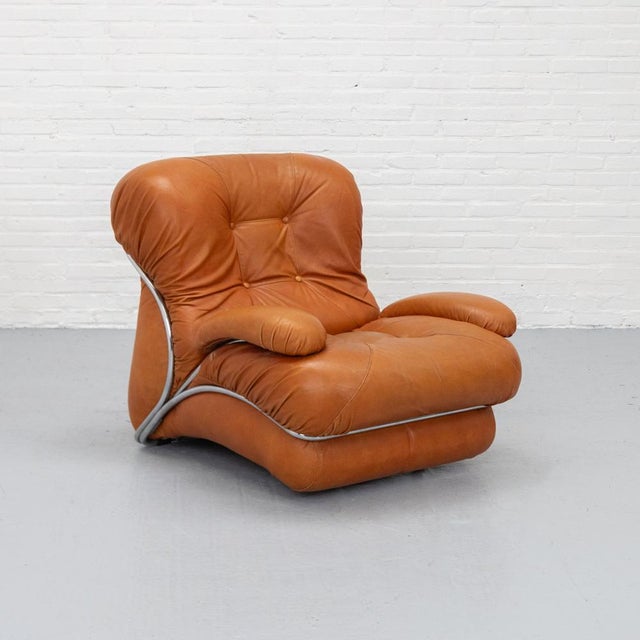 Corolla Lounge Chair in Cognac Leather by I.P.E., 1970s For Sale - Image 18 of 18