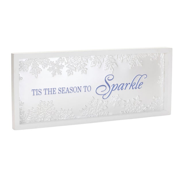 Add some sparkle to your holiday decor with this charming "Tis the Season to Sparkle" framed sign. Featuring wintry white...