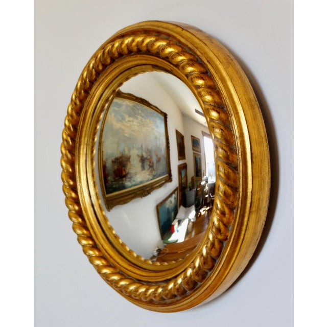 Large Giltwood Convex Mirror Twisted Rope Design 18.25" For Sale - Image 12 of 12