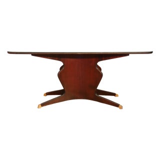 Mahogany and Black Glass Dining Table by Osvaldo Borsani for Fratelli Turri, Italy, 1950s For Sale