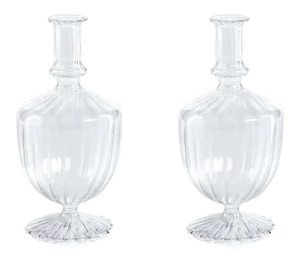 Vellum 2-Piece Set Clear Spiral Glass Vases, Urn Shape