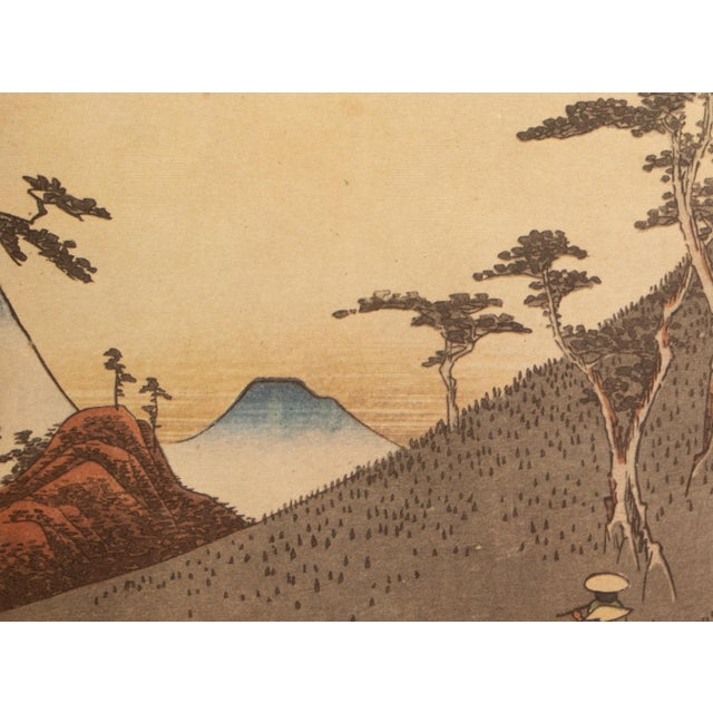 Greige 1960 After Hiroshige "The 53 Stations of Tokaido Road: 25th Station", French Ukiyo-E Print For Sale - Image 8 of 12