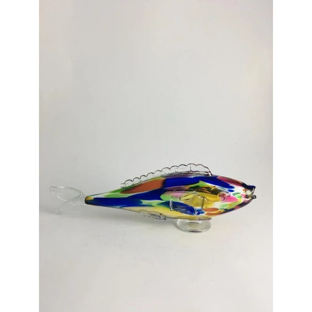 Vintage Bohemia Blue and Yellow Colored Glass Fish Sculpture, Czech Republic from the 1960s For Sale - Image 9 of 9