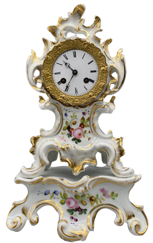 Antique Chimney Clock in Porcelain by Japy Frere, Paris, France, 1850s