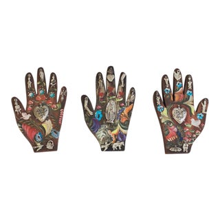 Hand Painted Large Mexican Folk Art Milagros- Set of 3 For Sale